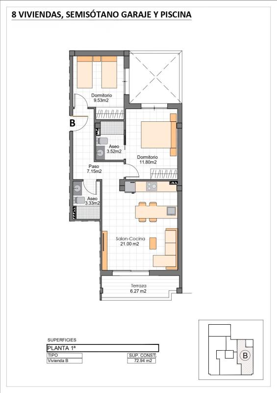 apartment te koop in Mazarrón | 2 slaapkamers H490900