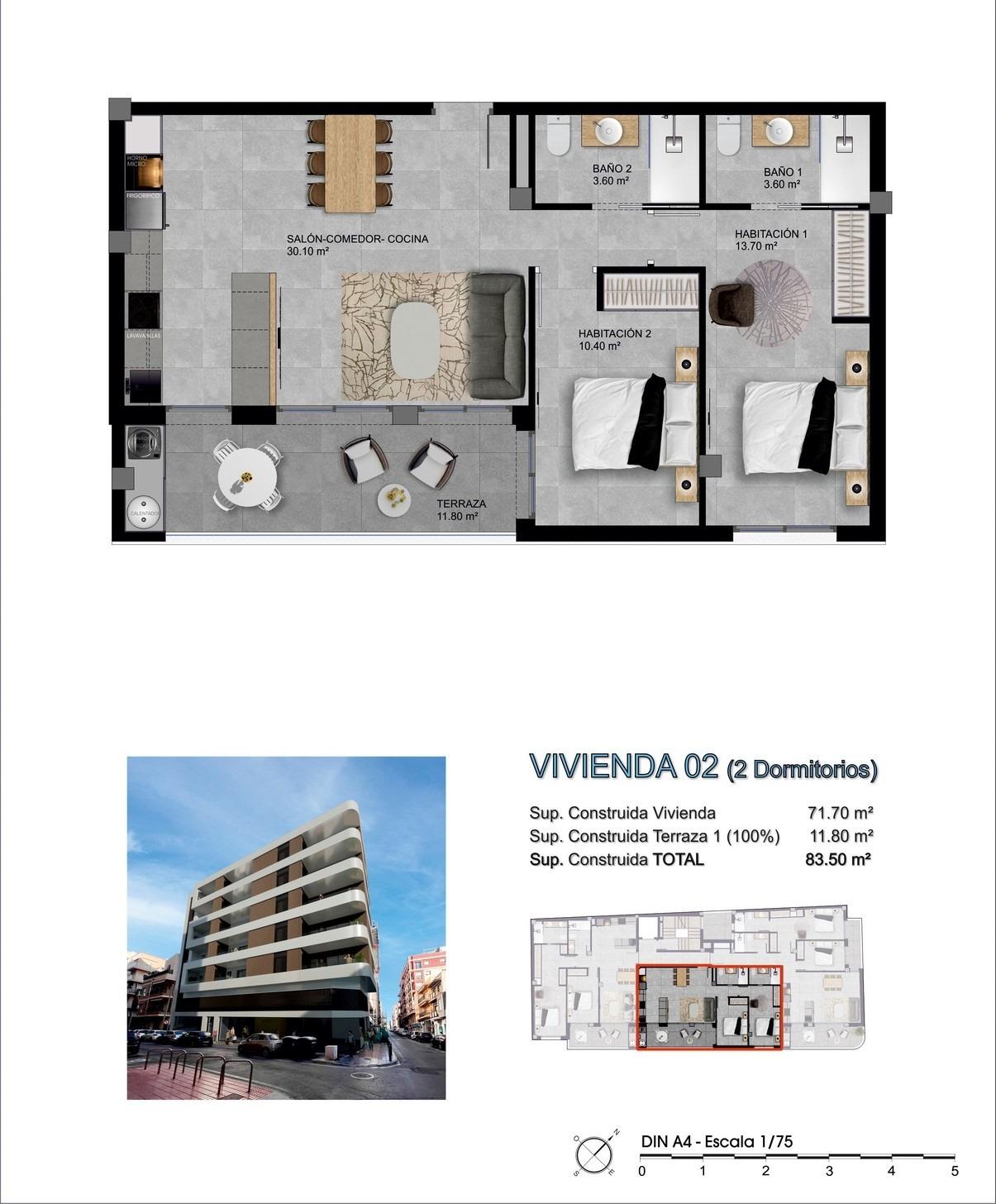 apartment te koop in Santa Pola | 2 slaapkamers H1108