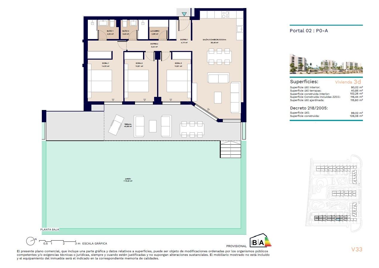 Apartment te koop in Almerimar | 3 slaapkamers H0989