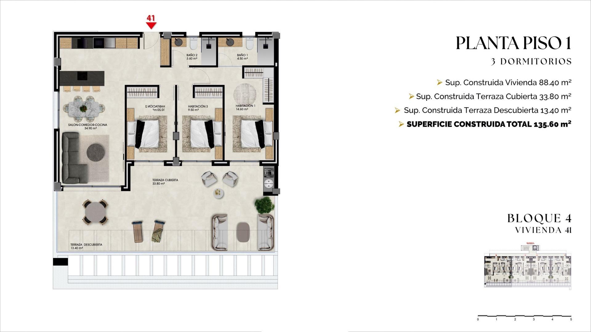 Appartement te koop in Finestrat | 3 slaapkamers H1704
