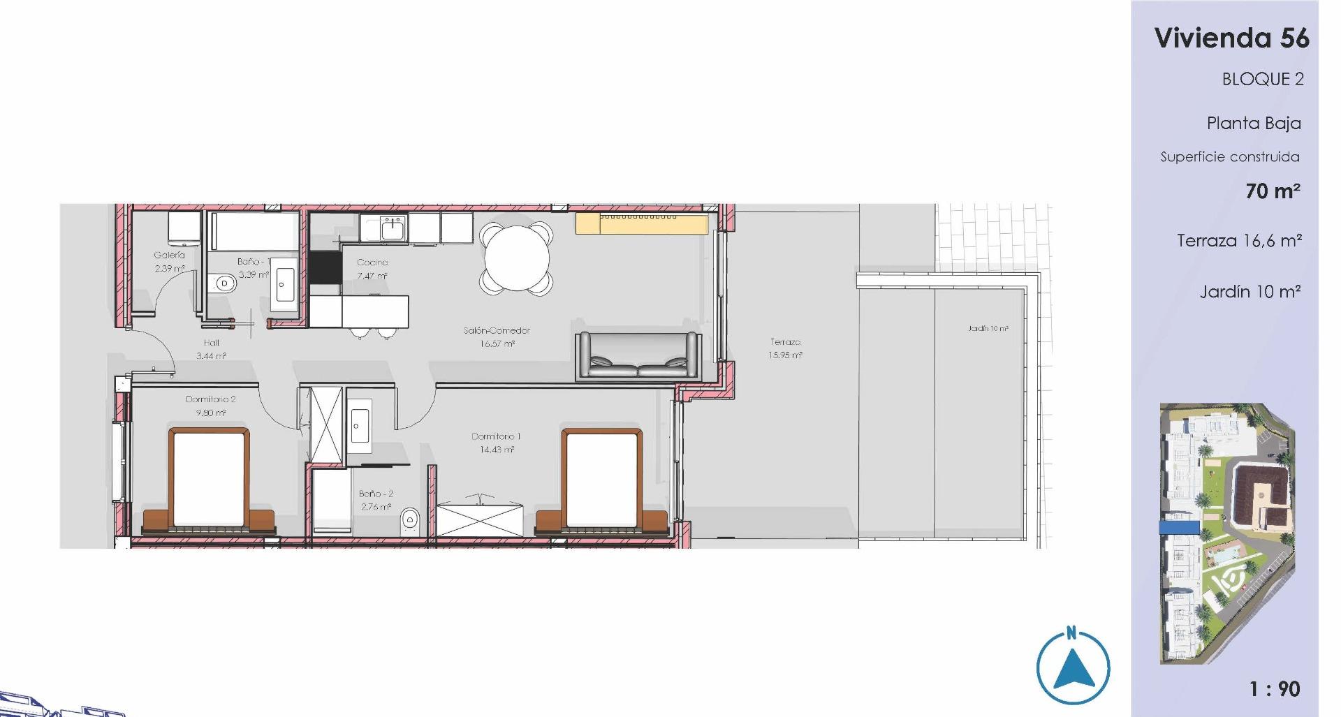 Appartement te koop in Guardamar del Segura | 2 slaapkamers H9729