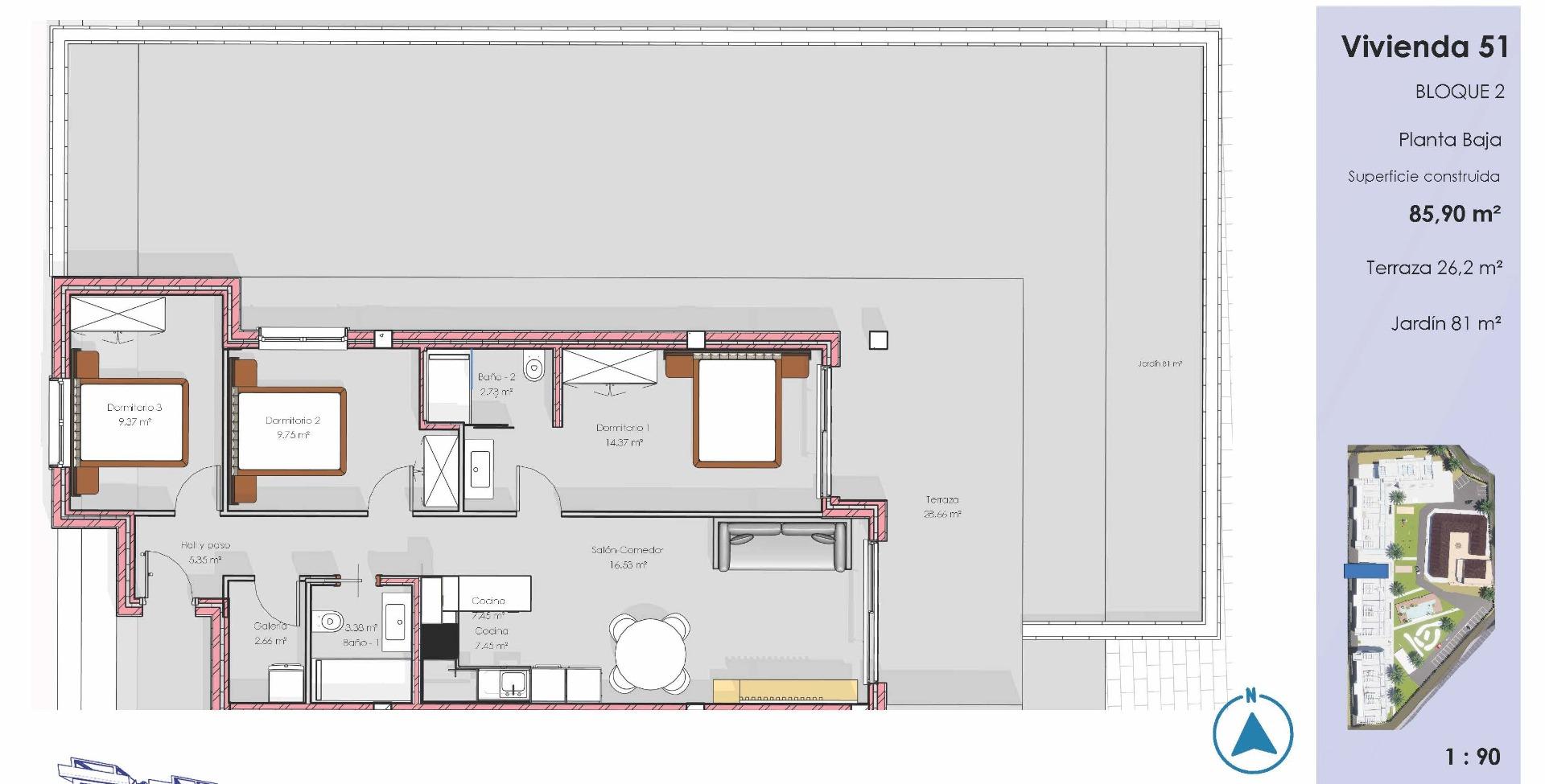 Appartement te koop in Guardamar del Segura | 3 slaapkamers H9730