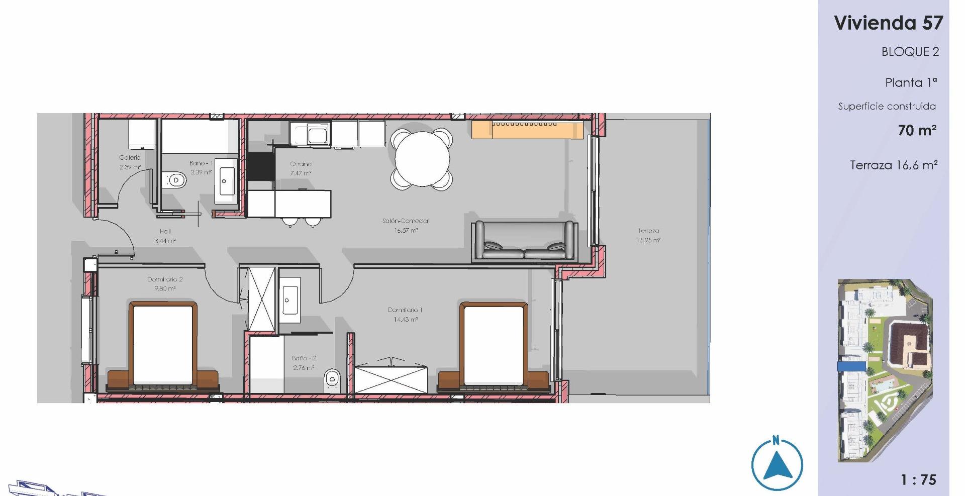 Appartement te koop in Guardamar del Segura | 2 slaapkamers H9731