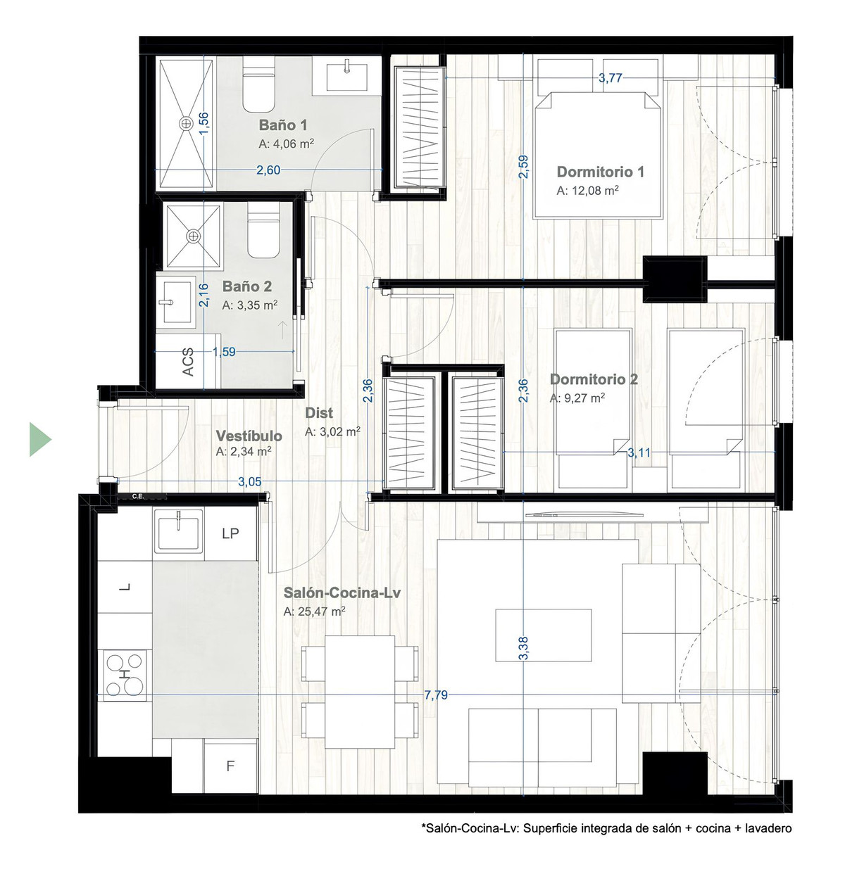 Appartement te koop in Málaga Centro | 2 slaapkamers H5117047