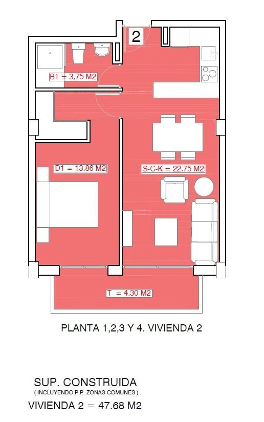 Appartement te koop in Torrevieja | 1 slaapkamers H9853