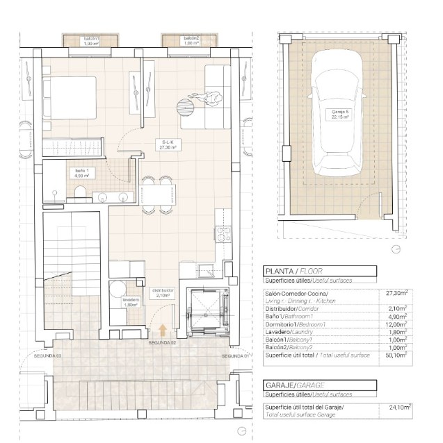 Flats te koop in Hondón de las Nieves | 1 slaapkamers H184401