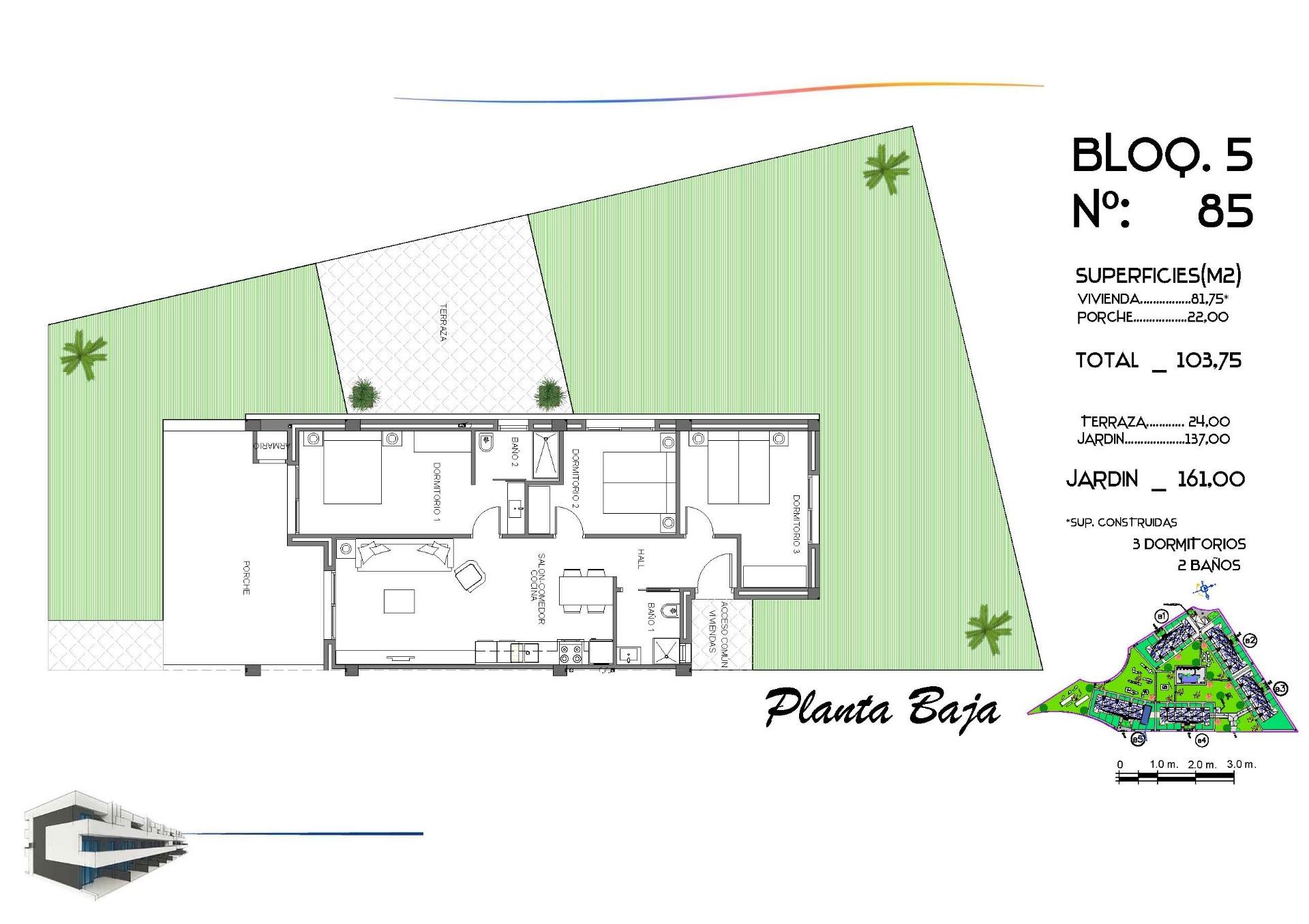 Ground floor apartment te koop in Guardamar del Segura | 3 slaapkamers H9496