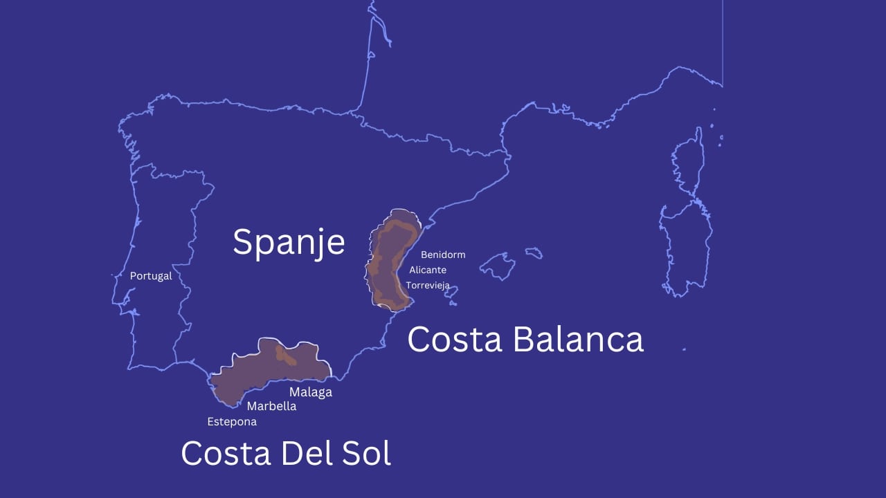 Map of Costa del Sol and Costa Blanca