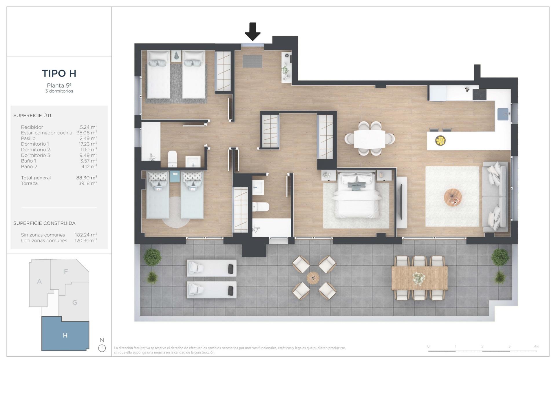 Penthouse te koop in Alicante | 3 slaapkamers H1487