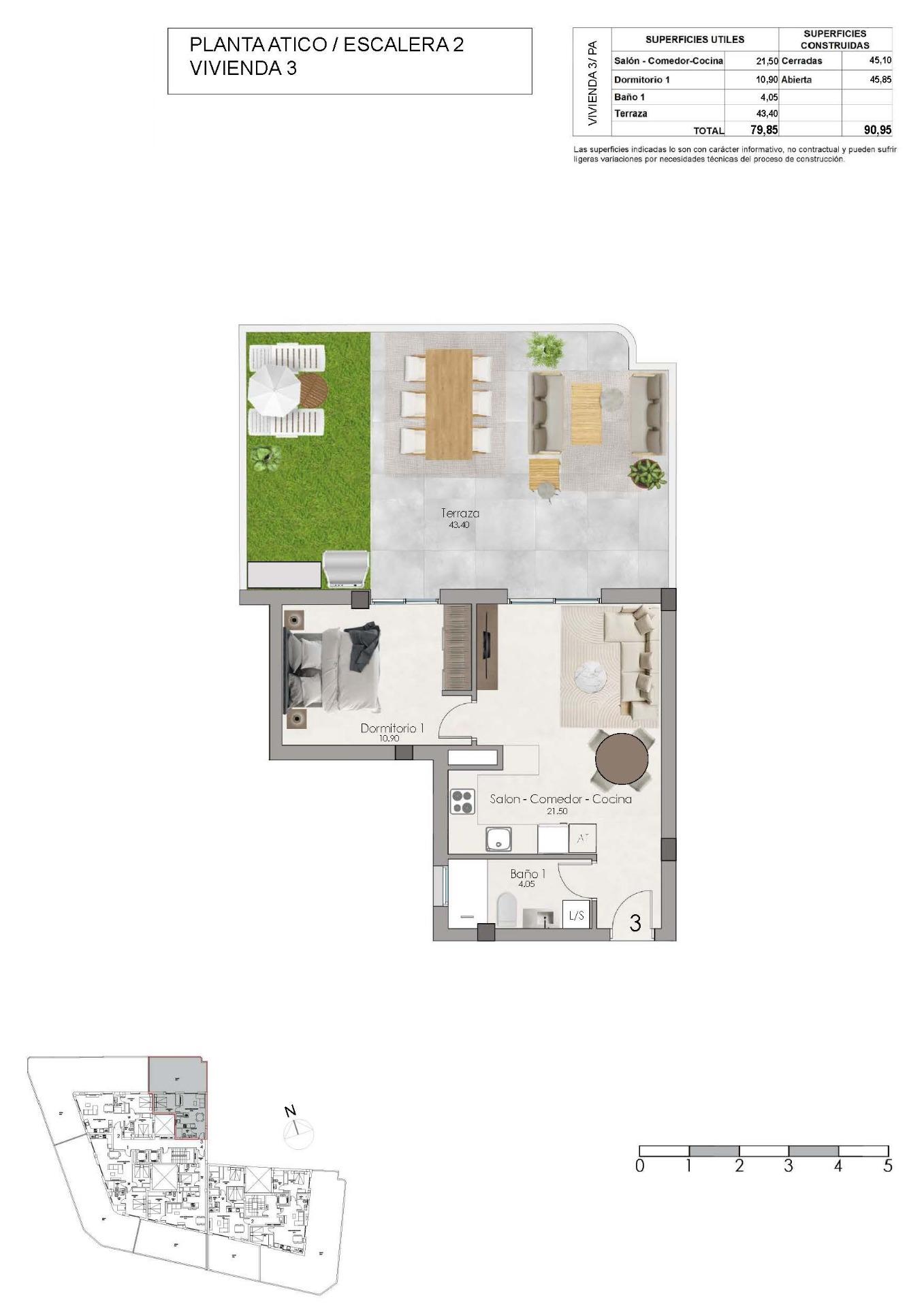 Penthouse te koop in Santa Pola | 1 slaapkamers H10048