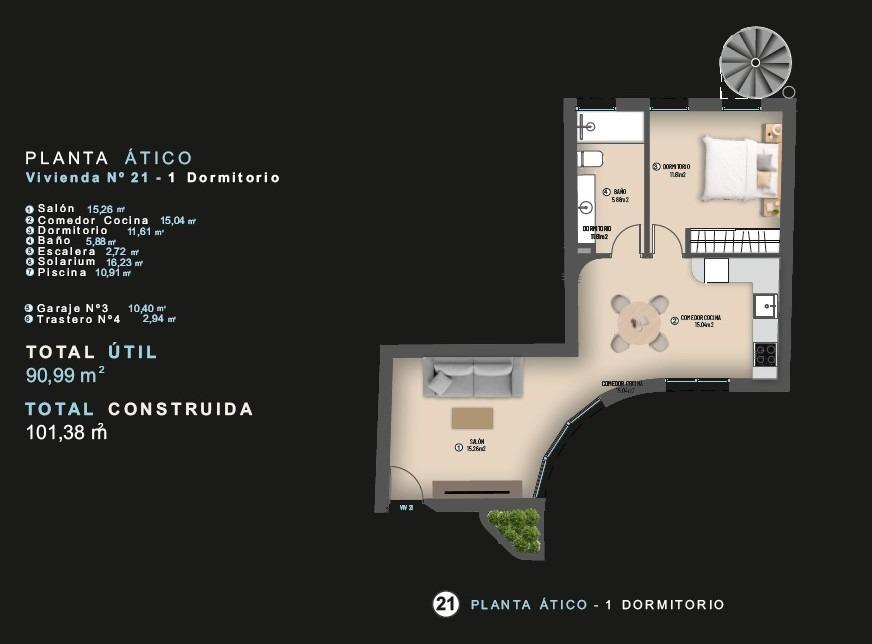 Penthouse te koop in Torrevieja | 1 slaapkamers H9799