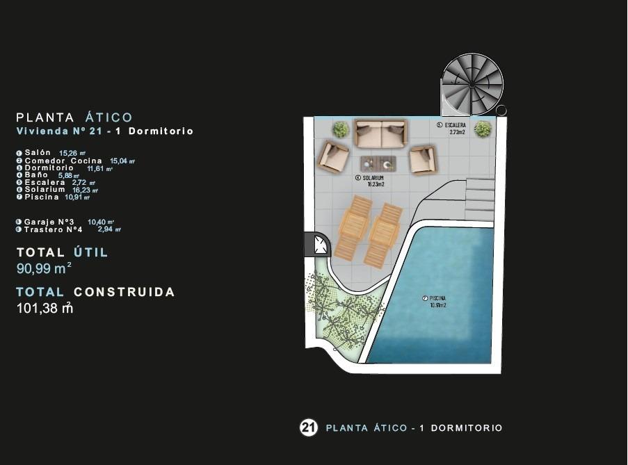 Penthouse te koop in Torrevieja | 1 slaapkamers H9799