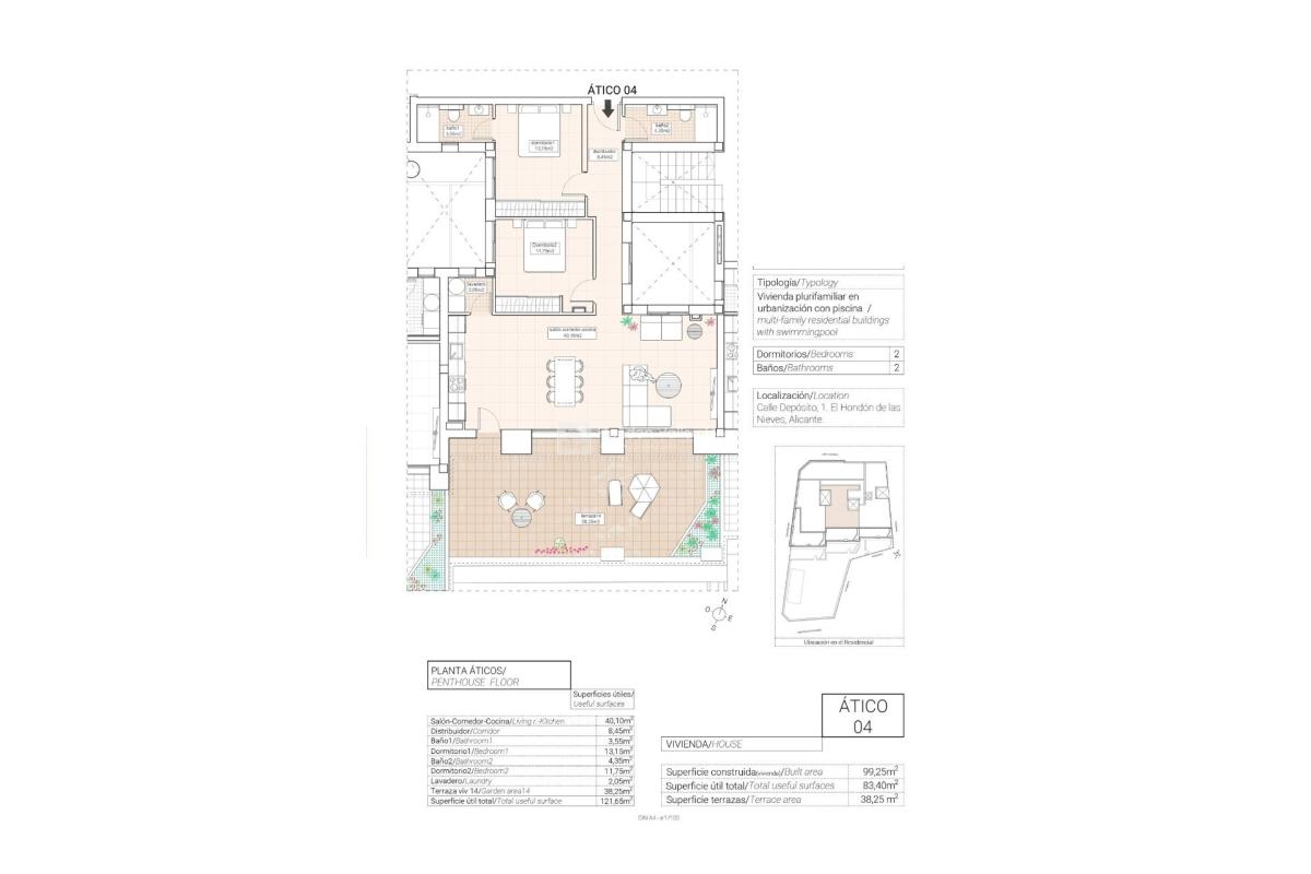 Penthouses te koop in Hondón de las Nieves | 3 slaapkamers H386538