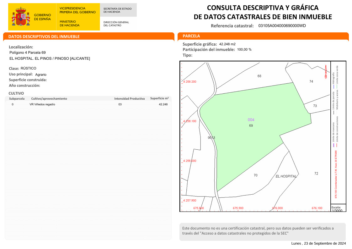 Grond te koop in Pinoso | 0 slaapkamers H5335873